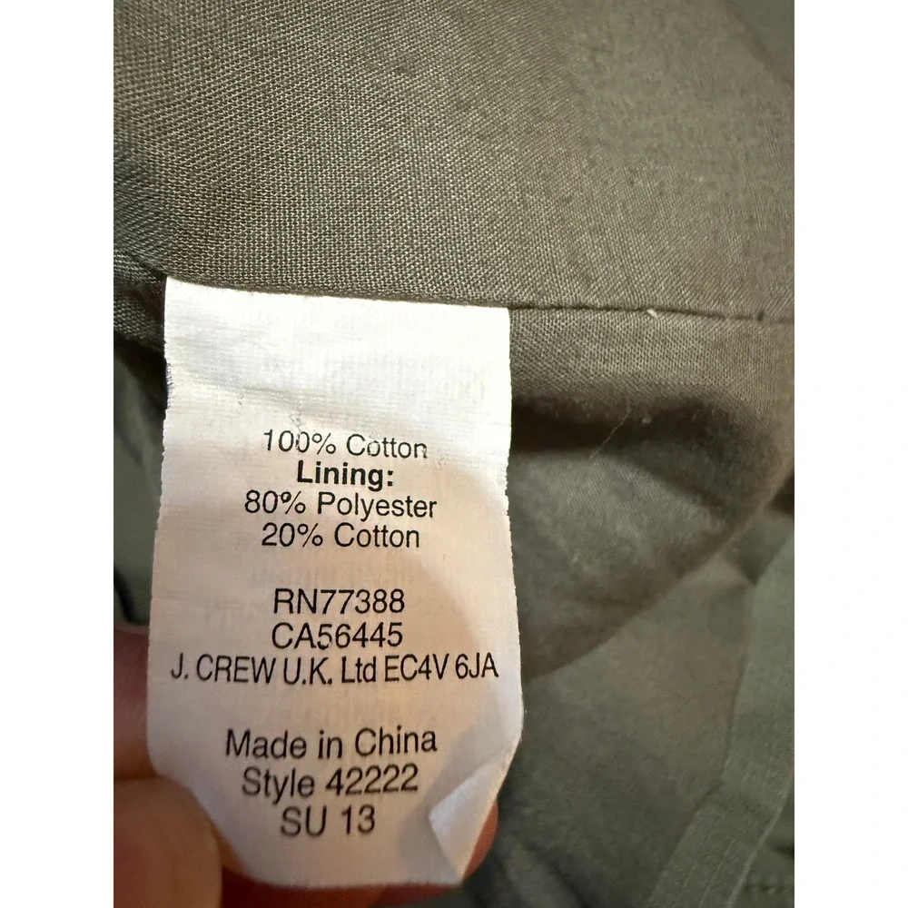 J Crew‎ Utility Jacket Military Green Cargo Pockets Zip Snap Button Sz L